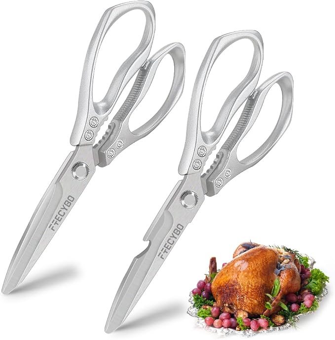 All Purpose Heavy Duty Shears, Metal Handle Stainless Steel Cooking Scissors by FTECYBO