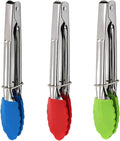 Mini Kitchen Tongs with Silicone Tips, 3-Piece Set, 7-Inch Non-Stick Small by JXJYZLN