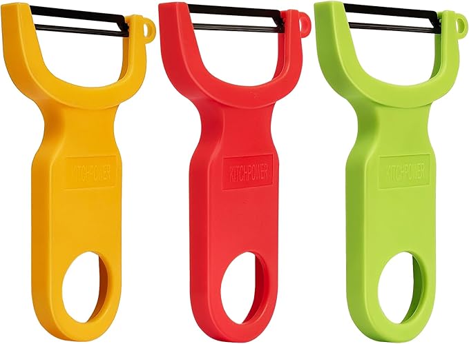 Original Vegetable Fruit Peeler Carbon Steel Blade 3 Pack Red/Green/Yellow… by KITCHPOWER