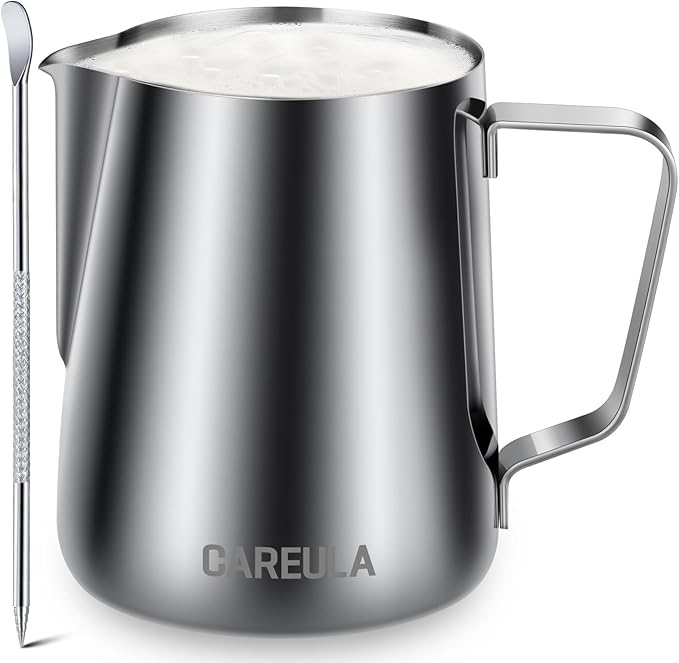 Milk Frothing Pitcher, 12oz Stainless Steel Milk Frother Cup Steaming Pitcher by Careula