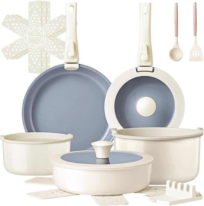 Ammeloo 18-Piece Ceramic Pots and Pans Set Non Stick, Non Toxic Cookware Set by Unknown
