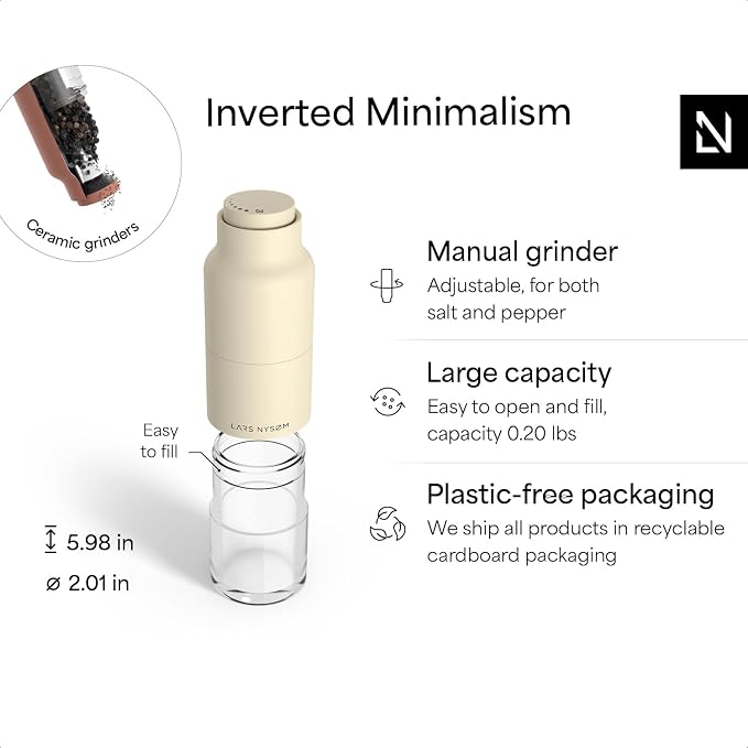 LARS NYSØM Salt and Pepper Grinder Set, Stainless Steel Manual Salt and Pepper - Image 4