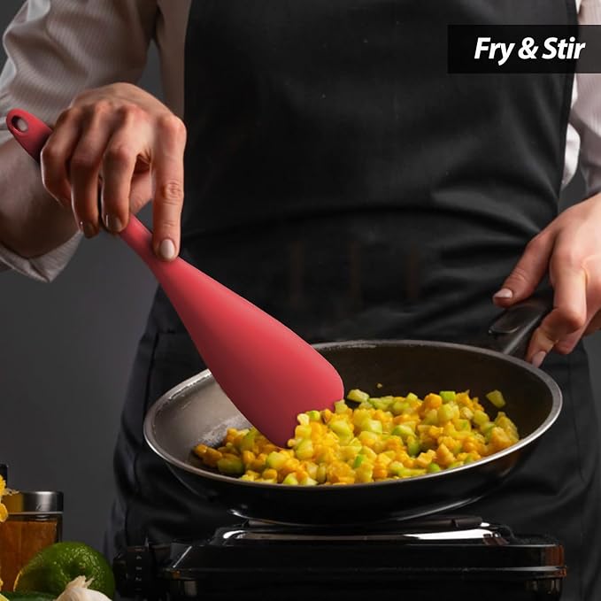 Cooking Spoon for Nonstick Cookwares, VOVOLY Silicone Spoon for Mixing - Image 8