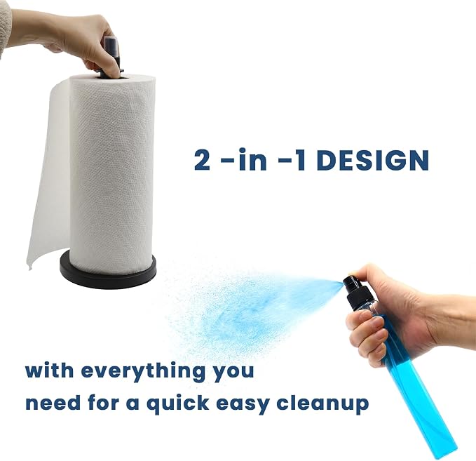 2 in 1 Paper Towel Holder with Spray Bottle, Countertop Paper Towel Holder with - Image 4