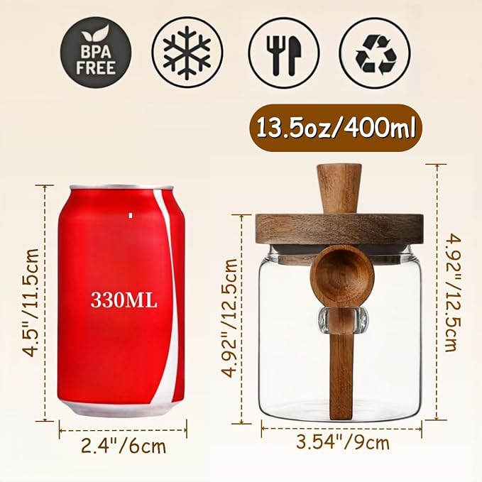 ANSQU Glass Jar with Wooden Lid & Spoon, 13.5oz Food Storage Containers Coffee - Image 2