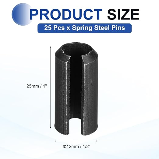 MECCANIXITY 25Pcs Slotted Split Roll Pins 1/2 Inch Dia. 1 Inch Length 65Mn - Image 2