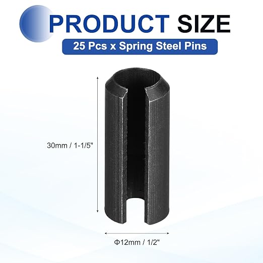 MECCANIXITY 25Pcs Slotted Split Roll Pins 1/2 Inch Dia. 1-1/5 Inch Length 65Mn - Image 2