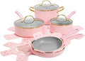 Paris Hilton Epic Nonstick Pots and Pans Set, Tempered Glass Lids, Soft Touch by TheWorldofParisHilton