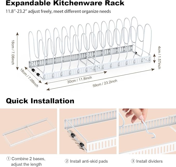 Housolution 2 Pack Pot and Pan Organizer, Pan Lid Holder Storage Rack - Image 5