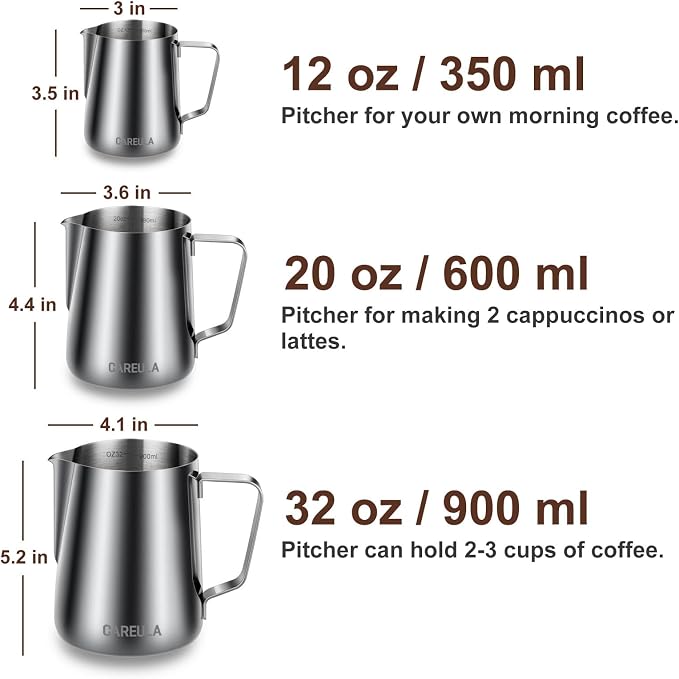 Milk Frothing Pitcher, 12oz Stainless Steel Milk Frother Cup Steaming Pitcher - Image 4