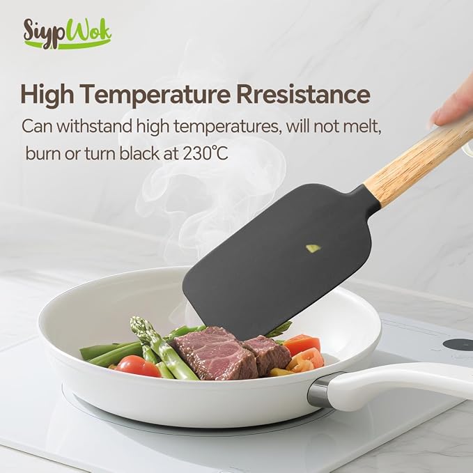 Silicone Spatula Set, Food Grade Rubber Spatula-5 Piece Nonstick Rubber Spatulas - Image 4