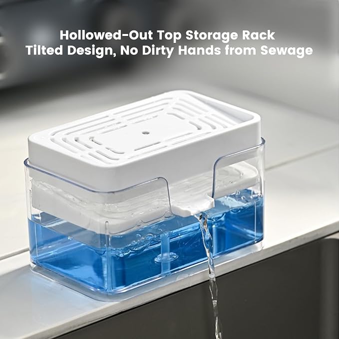 Dish Soap Dispenser for Kitchen Sink, 2 in 1 Premium Sponge Holder, Dishwashing - Image 2