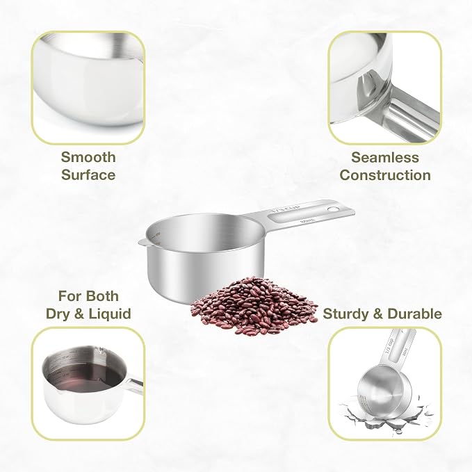 1PCS 1/3Cup Single Measuring Cup, Etched Inner Scale Stainless Steel Measure - Image 5