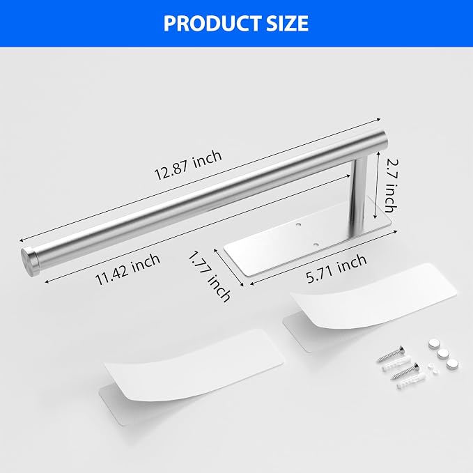 Paper Towel Holder Under Cabinet, Self-Adhesive, No Drilling, Stainless Steel - Image 5