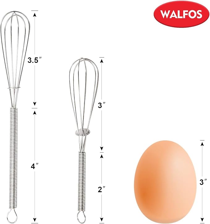 Walfos Mini Whisks Stainless Steel, Small Whisk 2 Pieces, 5in and 7in Tiny Whisk - Image 6