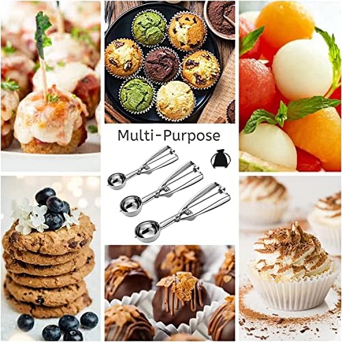 Ice Cream Scoop, 3Pcs Cookie Scoop Set, Stainless Steel Cookie Scoops