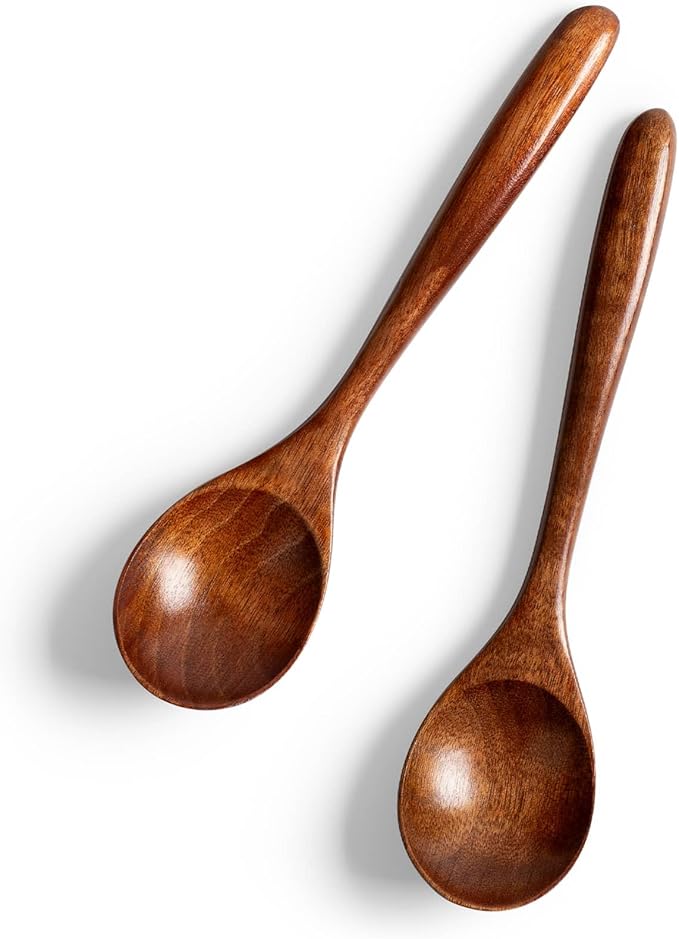 2 PCS Wooden Spoons for Honey, 6.7 inch Small Wooden Spoons by HEFILD