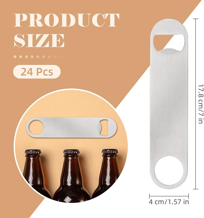 24 Pack Flat Beer Bottle Opener 7 inch Heavy Duty Stainless Steel Flat Bottle - Image 2