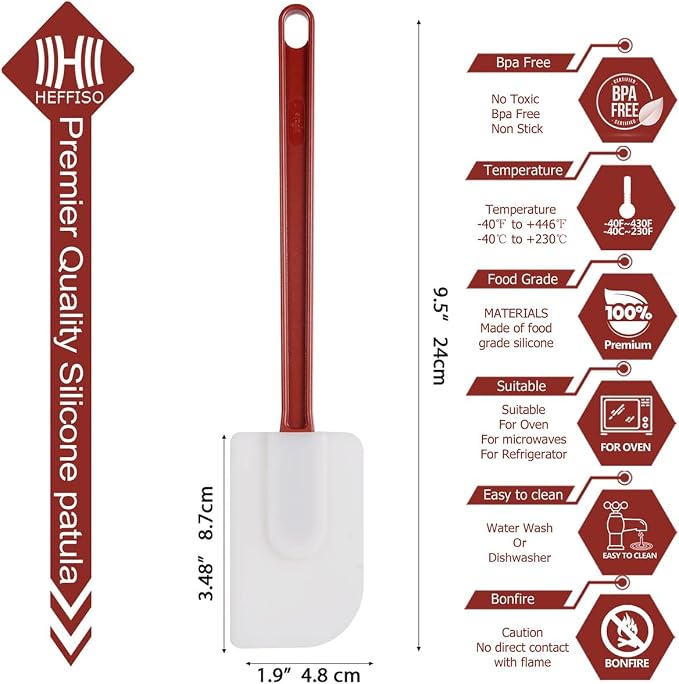 6 Pcs Commerical Rubber Spatula, 9.5-Inch Silicone Rubber Spatula Set High Heat - Image 5