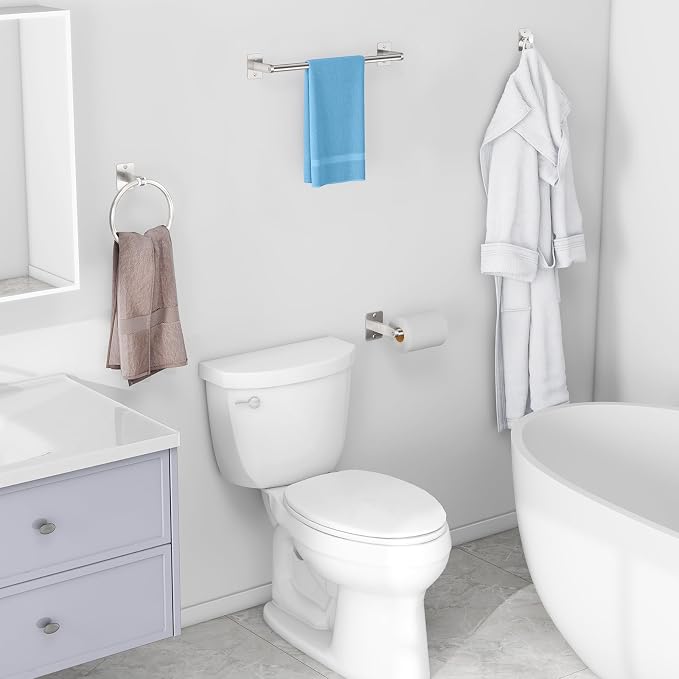 KLJKPA Brushed Nickel Bathroom Accessories Set, 4 Pieces Bathroom Hardware Set - Image 7