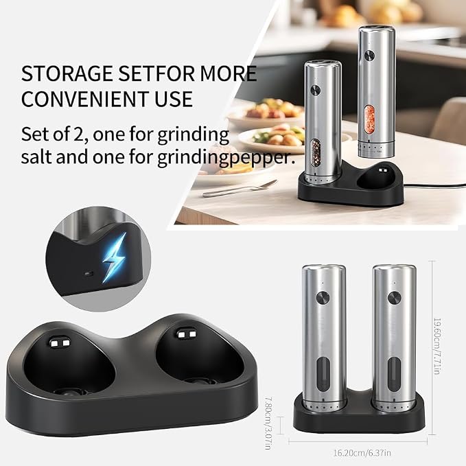 Upgraded Larger 110ml CapacityElectric Salt & Pepper Grinder Set of 2 - Image 5