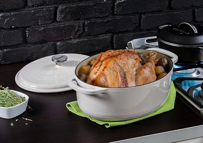 Lodge 7 Quart Enameled Cast Iron Oval Dutch Oven - Image 4
