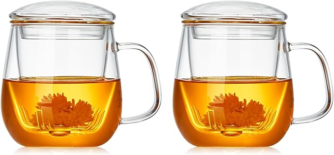 DOPUDO Glass Teacups 2 Pack Glass Tea Cup by DOPUDO