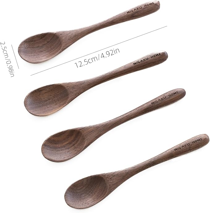 4 Pcs Small Black Walnut Wood Spoons - Image 9