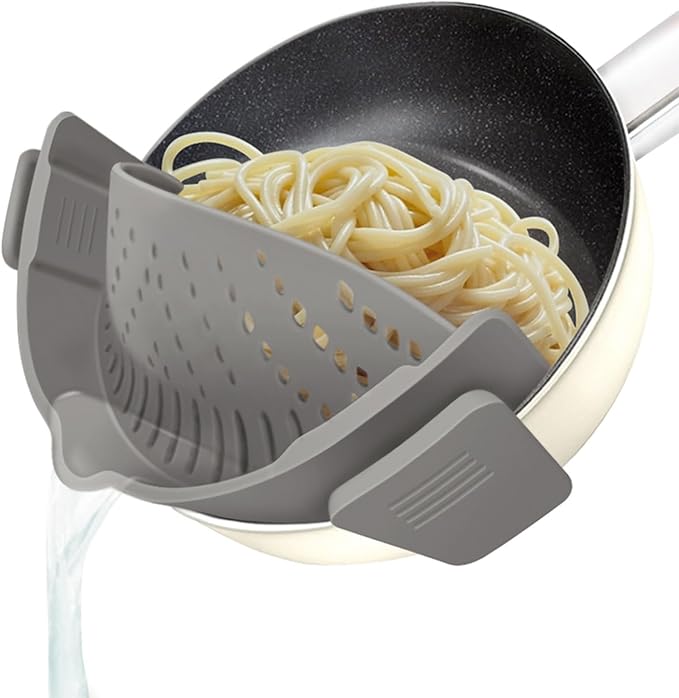 YEVIOR Clip on Strainer for All Pots Pan, Silicone Pasta Strainer Kitchen by YEVIOR