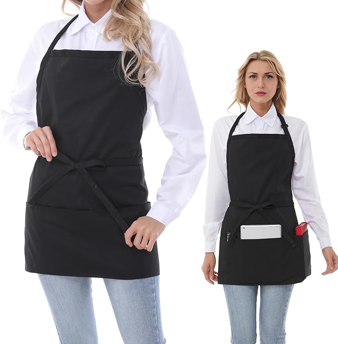 Aprons for Women with 3 Pockets, Server Apron, Aprons for Cooking, Chef Apron by Eksict