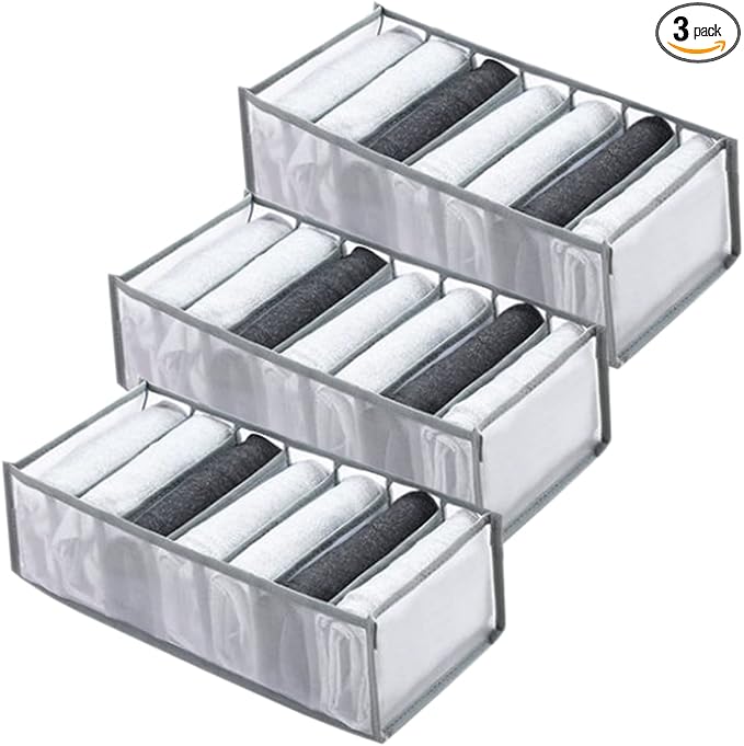 Wardrobe Clothes Organizer 7 Grids Portable Closet Organizer Mesh Separation by SANTUKEY