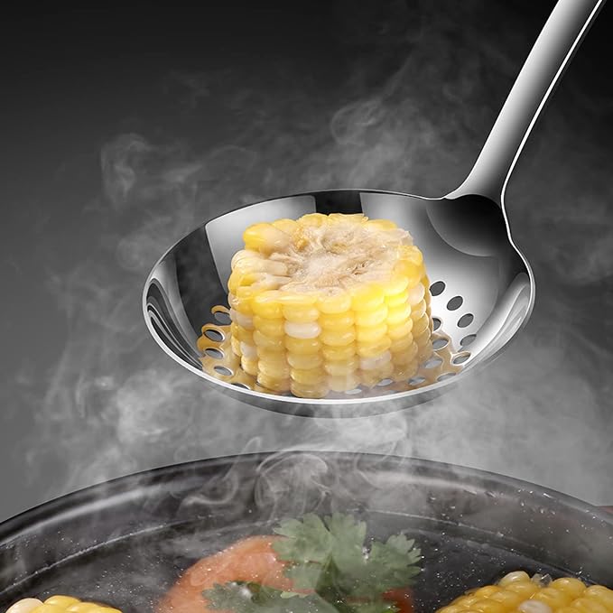 Soup Spoon Stainless Steel Heavy Duty Big Soup Ladle Colander Serving Spoon - Image 8