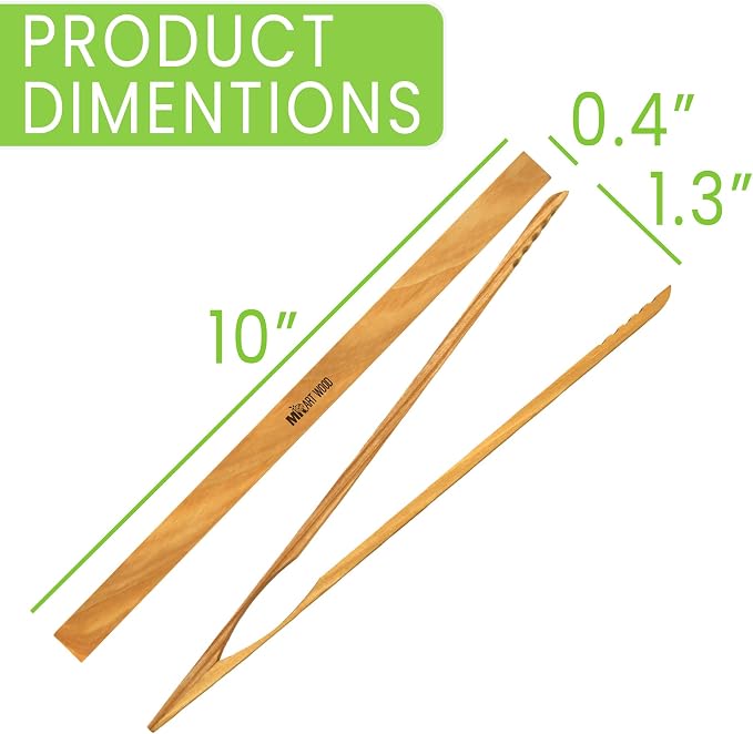 4 Pcs Wooden Toaster Tongs | 10-Inch Premium Ashwood Kitchen Utensils | - Image 3