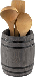 MyGift Wine Barrel Design Kitchen Utensil Crock, Vintage Gray Solid Wood by MyGiftHome