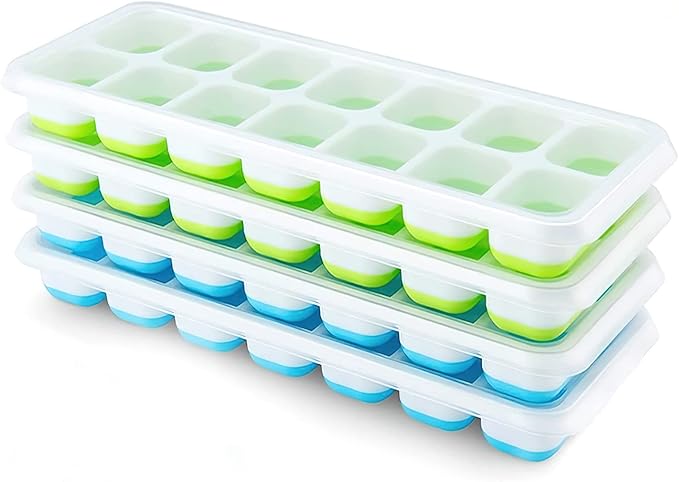 Ice Cube Trays 4 Pack, Airabc Silicone by AlwaysMeetAllYourIceMakingNeeds