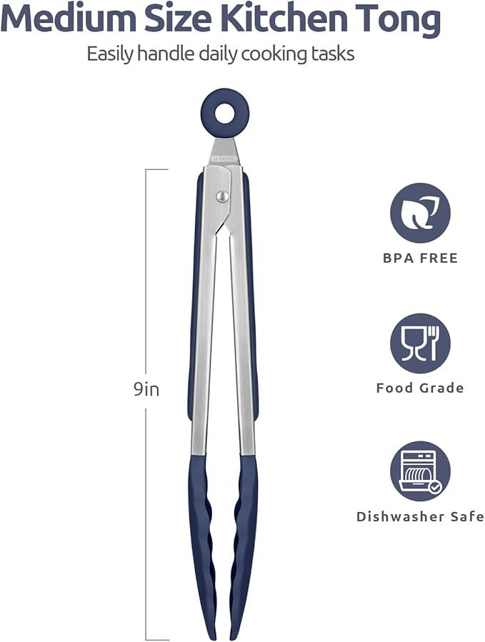 600ºF Heat Resistant Kitchen Tongs: U-Taste 9 in Silicone Cooking Tong - Image 2