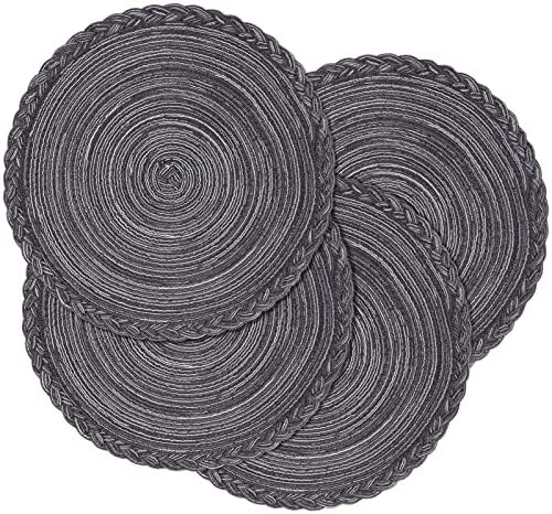 Placemats, Round Braided Placemats for Dining Table Diameter 15 inch