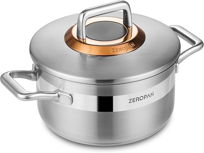 Hybrid Nonstick 4-Quart Stockpot, 9.5 Inch Stainless Steel Stockpot by zeropan