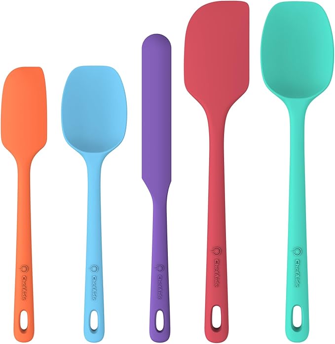 ChefAide 5 Pieces Silicone Spatula Set, Food Grade Rubber Spatula, Upgrade by ChefAide