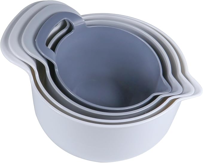 Mixing Bowls - 4 Piece Nesting Plastic Mixing Bowl Set - Non Slip Bottom and - Image 3