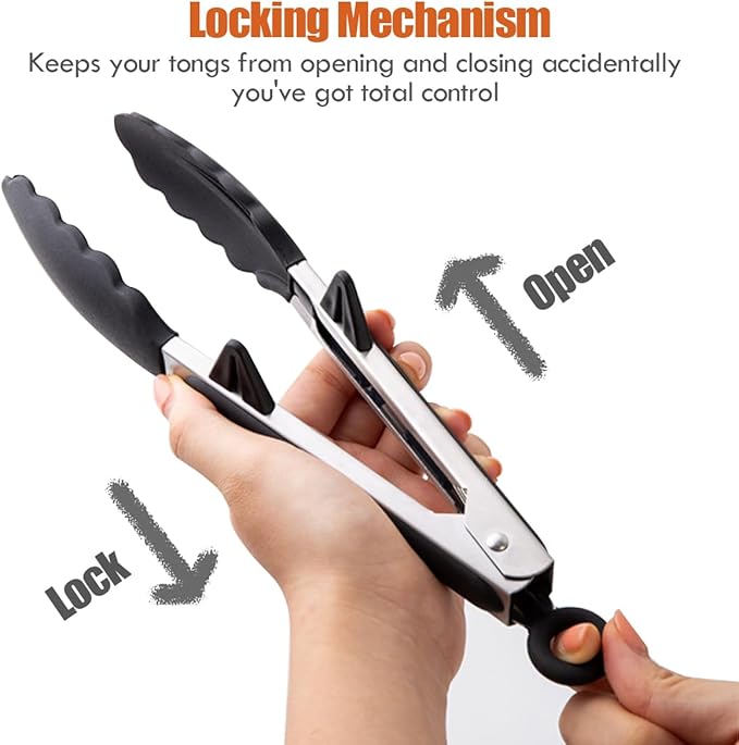 Kitchen Tongs, 9 Inch Tongs for Cooking - Image 3