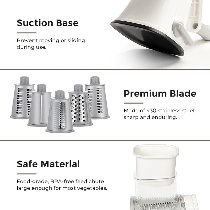 X Home 5-in-1 Rotary Cheese Grater - Image 5