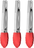 Mini Kitchen Tongs with Silicone Tips, 3-Piece Set, 7-Inch Non-Stick Tongs with by JXJYZLN