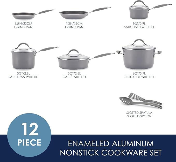 Rachael Ray - 16802 Rachael Ray Cucina Nonstick Cookware Pots and Pans Set - Image 2
