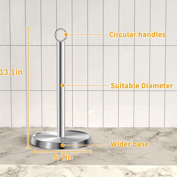 Paper Towel Holder Countertop, Stainless Steel, Weighted Base, Paper Towel - Image 7