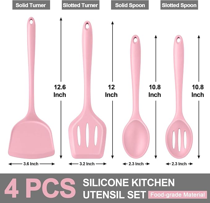 P&P CHEF Kitchen Utensil Set, 4 Pieces Non-stick Silicone Cooking Utensils - Image 2