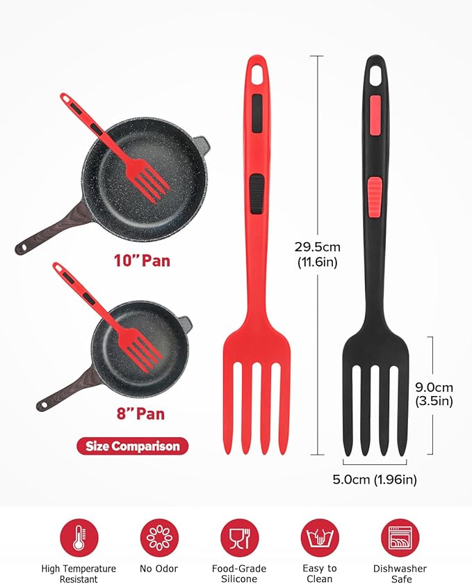 Silicone Flexible Cooking Fork, 11.6 Inch Heat Resistant, Large Non Stick - Image 2