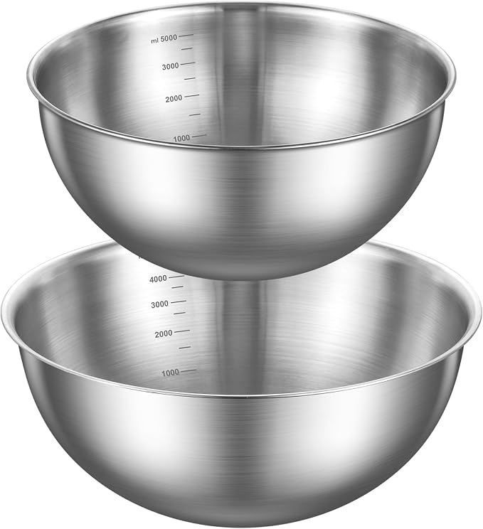 Gronivex Stainless Steel Mixing Bowls Set of 2, Food Grade 304, Dishwasher Safe by GRONIVEXHOMEGOODS