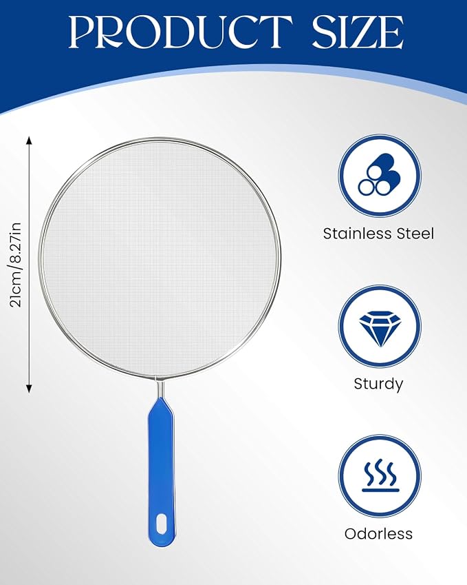 Splatter Screen for Frying Pan, 8 Inch Grease Splatter Guard - Image 2