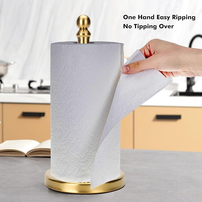 Gold Paper Towel Holder Countertop, Standing Paper Towel Roll Holder - Image 4